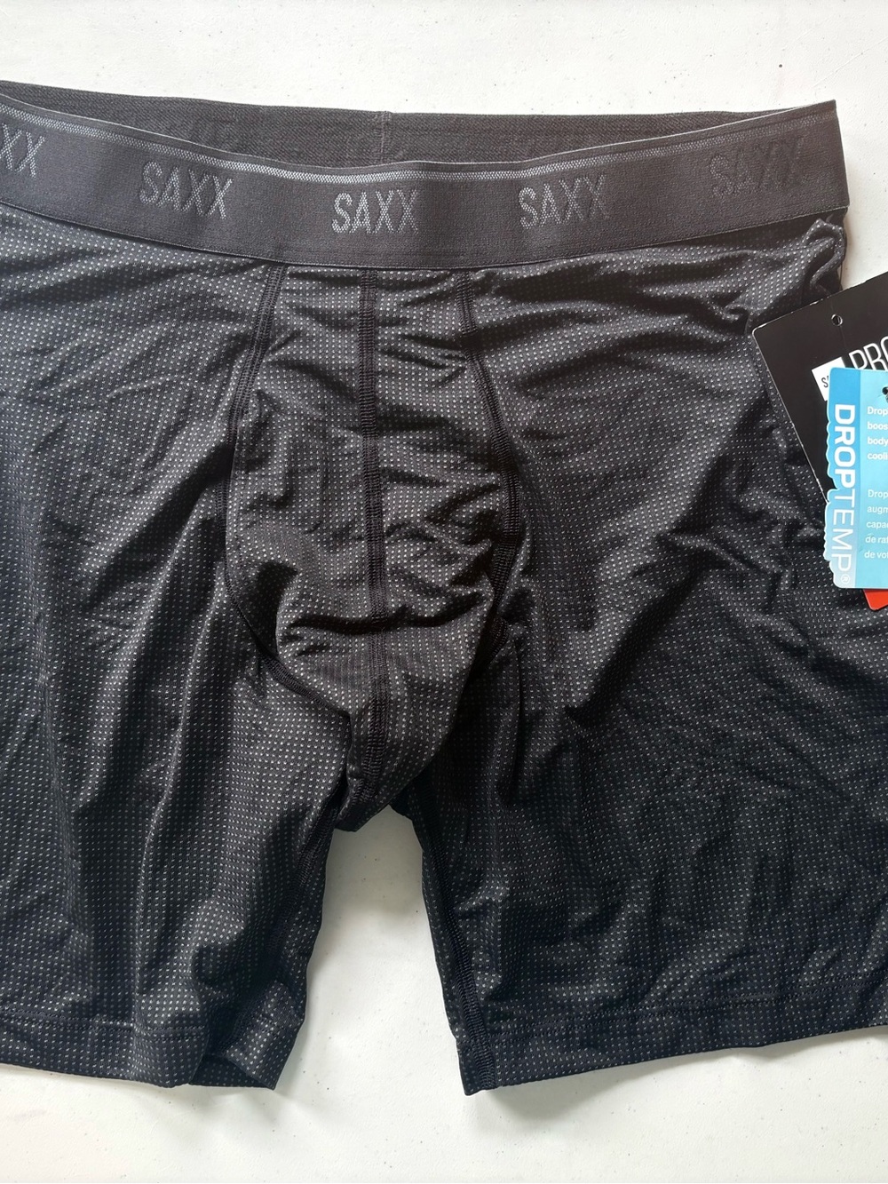 Saxx Black Performance Boxer Briefs with Subtle Dot Texture